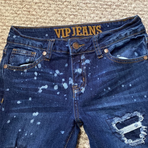 VIP Jeans Distressed Bleach Spots Skinny Jeans Size Girls 12 - Picture 4 of 9